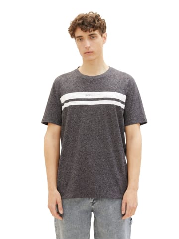 TOM TAILOR Denim T-Shirt DOUBLE STRIPE in Schwarz