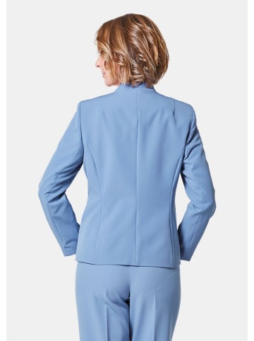 GOLDNER Blazer mit feinen Kontrastpaspeln in taubenblau