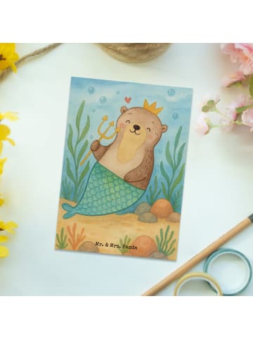 Mr. & Mrs. Panda Postkarte Wassermann Astrologie Design ohne Spruch in Weiß