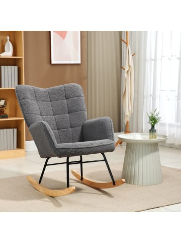 HOMCOM Schaukelstuhl-98T x 71B x 101H cm-Dunkelgrau