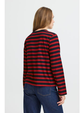 Pulz Langarm-Shirt PZSAHANA Regular fit in Navy Burned Red Striped