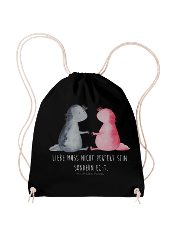 Mr. & Mrs. Panda Alltagstasche Axolotl Liebe mit Spruch in Schwarz