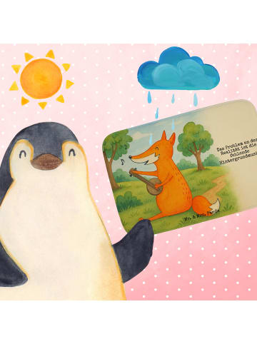 Mr. & Mrs. Panda Badezimmerteppich Fuchs Gitarre Design mit Spruch in Weiß