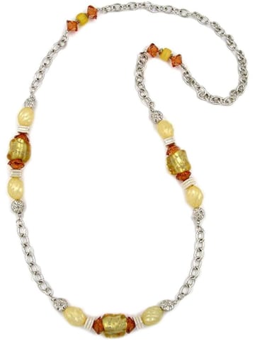 Gallay Kette Steinperle gelb mit Ankerkette in gelb