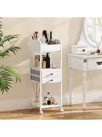 COSTWAY Makeup Aufbewahrungswagen 30 x 30 x 90 cm in Weiß