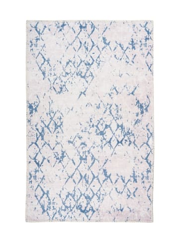 Flachgewebe Teppich Peter 425 in Weiß Blau