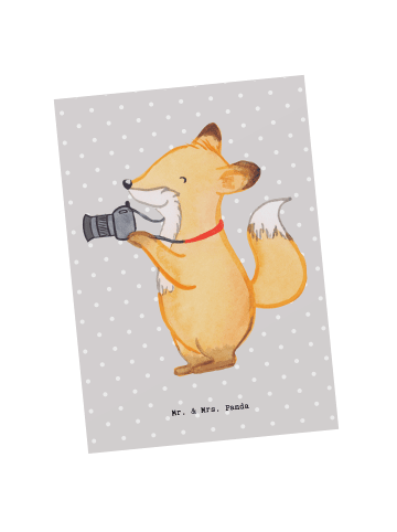 Mr. & Mrs. Panda Grußkarte Fotograf Herz ohne Spruch in Grau Pastell