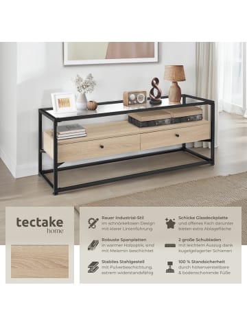 tectake Sideboard Maidenhead 121,5 x 41,5 x 50,5 cm, Industrial Holz hell, Eiche Sonoma