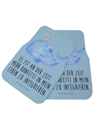 Mr. & Mrs. Panda Auto-Fußmatte Wal Konfetti mit Spruch in Blau Pastell