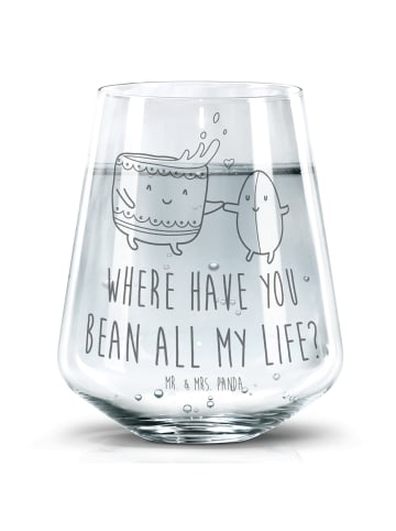 Mr. & Mrs. Panda Glas Kaffee Bohne mit Spruch in Transparent