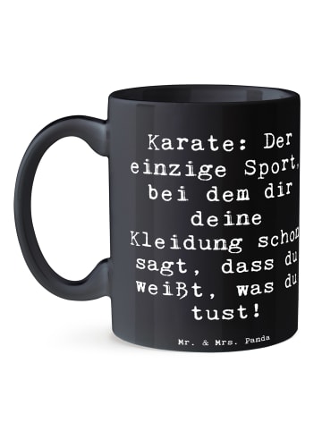 Mr. & Mrs. Panda Kaffeetasse Spruch Karate Kleidung mit Spruch in Schwarz