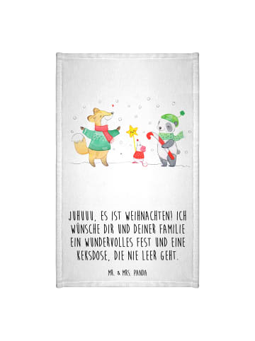 Mr. & Mrs. Panda Gästehandtuch Winter Weihnachtsfreude mit Spruch in Weiß
