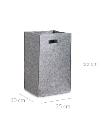 Zeller Wäschesammler, Filz Wäschekorb - grau in Grau, (B) 30 x (H) 55 x (L) 35 cm