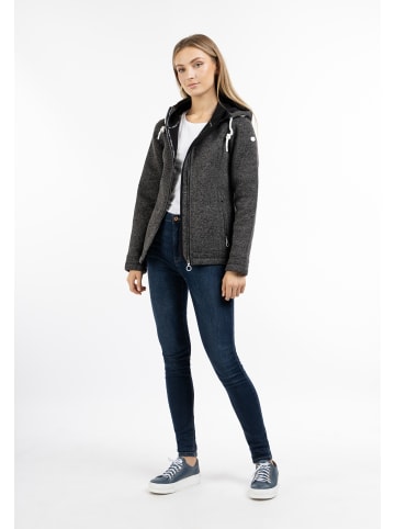 DreiMaster Damen Strickfleecejacke in Grau Melange