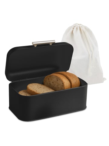 relaxdays Brotkasten in Schwarz – (B)30 x (H)15,5 x (T)21 cm