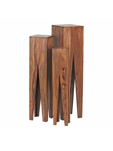KADIMA DESIGN Beistelltisch-Set mit 3 Giraffenbeinen, Massivholz, rustikales Ambiente in Braun