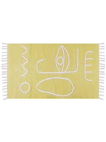 Beliani Geflochtener Teppich YAVU in Gelb - (W) 80 x (H) 80 x (L) 150 cm