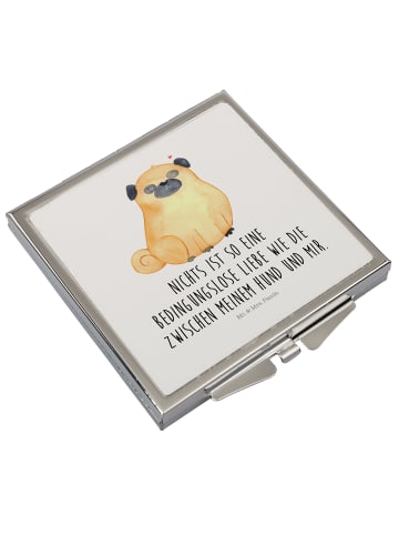 Mr. & Mrs. Panda Frauen Spiegel Mops mit Spruch in Weiß