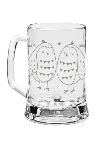 Mr. & Mrs. Panda Gravur Bierkrug Eulen Liebe ohne Spruch in Transparent
