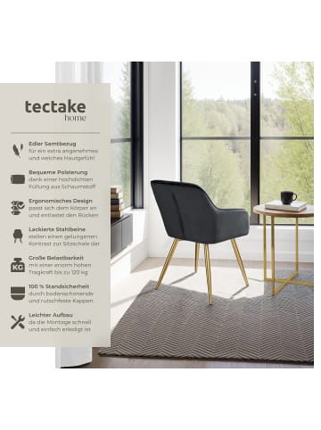 tectake Küchenstuhl gepolstert, in Samtoptik, 58 x 62 x 82 cm