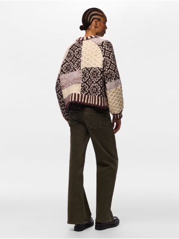Pieces Strickpullover in Greige