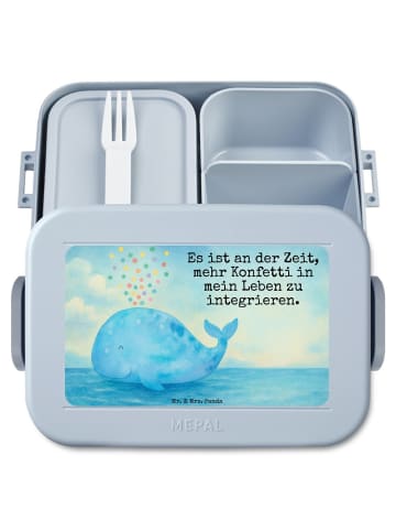 Mr. & Mrs. Panda Snack Box Wal Konfetti Design mit Spruch in Blau Pastell