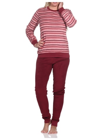 NORMANN Frottee Schlafanzug langarm Pyjama Bündchen - 82757 in rot