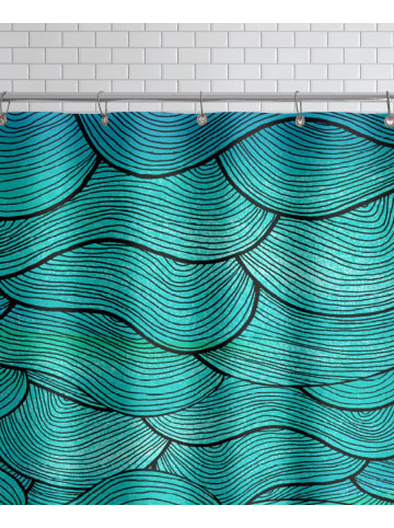 Juniqe Duschvorhang "Sea Waves Pattern" in Blau & Türkis