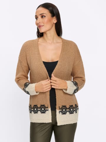 Heine Strickjacke in camel-schwarz-gemustert