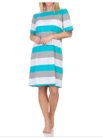 NORMANN kurzarm Nachthemd Blockstreifen in grün