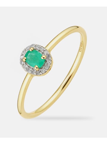 Diamant L'éternel Ring, mit Smaragd, 375 Gelbgold