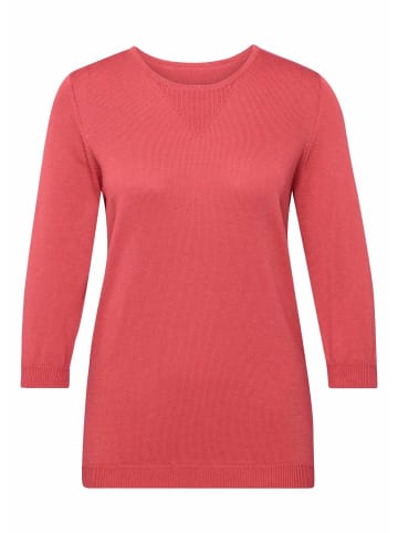 GOLDNER Rundhalspullover Sommerlicher Strickpullover mit Ajourmuster in koralle