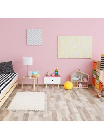 relaxdays Kinder-Nachttisch in Weiß/ Rosa - (B)38 x (H)31 x (T)30 cm