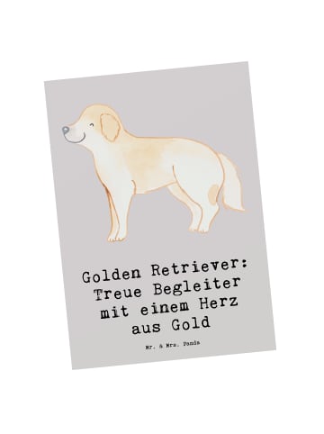 Mr. & Mrs. Panda Postkarte Golden Retriever Freund mit Spruch in Grau Pastell