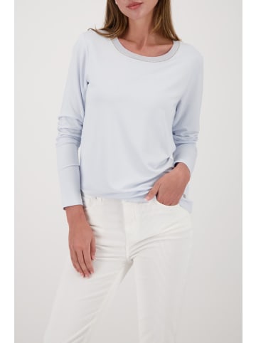 monari Shirt mit edlem Strickkragen in ice blue