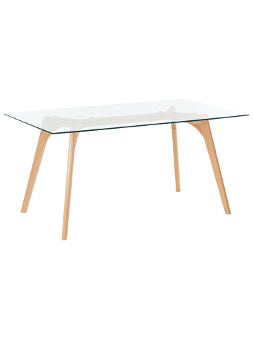 Beliani Esszimmertisch HUDSON in Transparent/Braun - (W) 90 x (H) 75 x (L) 160 cm