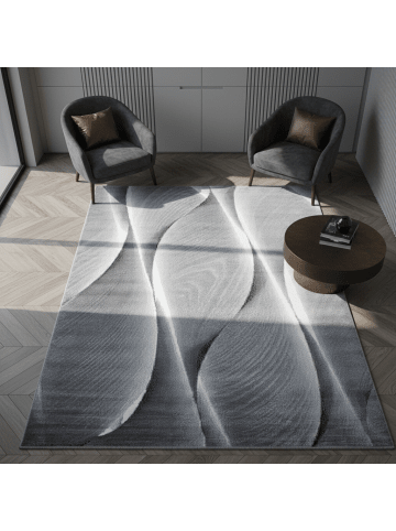 KADIMA DESIGN Teppich Kurzflor Waschbar Ombre DRAU Strapazierfähig OEKO-TEX in Schwarz