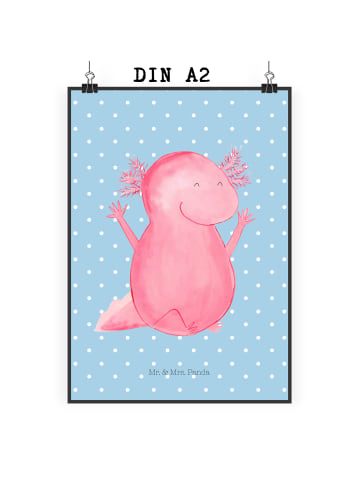 Mr. & Mrs. Panda Kunstdruck Axolotl Hurra ohne Spruch in Blau Pastell