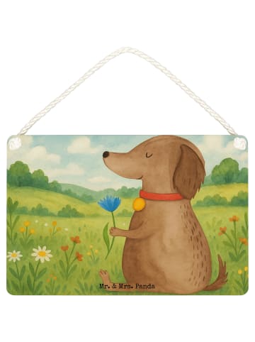 Mr. & Mrs. Panda Schild Hund Blume Design ohne Spruch in Weiß