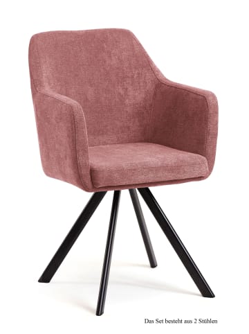 58 aufm Kessel ARMLEHNSTUHL (2er-Set) Debee 57x87x60 Schwarz/Marsala