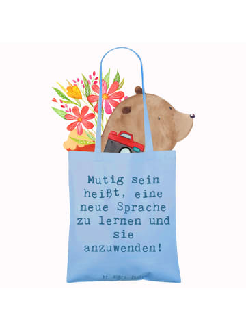 Mr. & Mrs. Panda Shopping Tasche Spruch Sprachen Lernen und Anwe... in Sky Blue