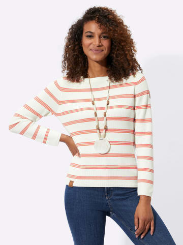 WITT WEIDEN Pullover in papaya-ecru-geringelt