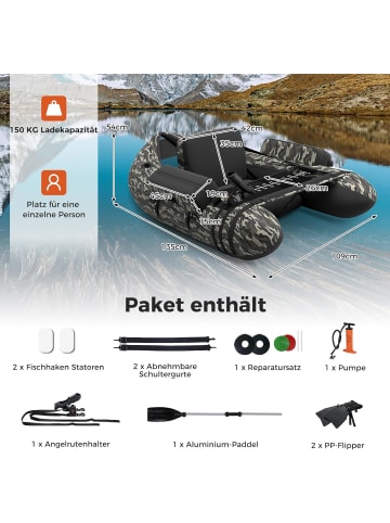 COSTWAY Schlauchboot aufblasbar bis 150kg in Bunt