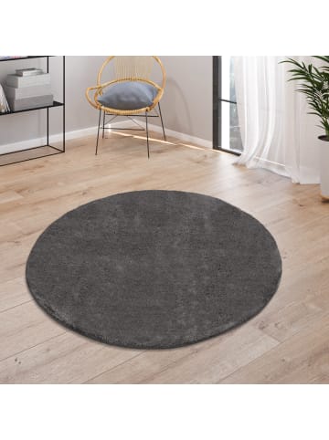 KADIMA DESIGN Teppich Kurzflor waschbar Unifarben Wohnzimmer in Anthrazit