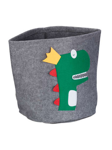 relaxdays Kinder-Aufbewahrungskorb "Dino" in Grau - (H)35 x Ø32 cm