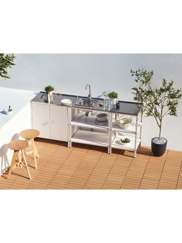 Beliani 5er-Set Gartenküche VILAMA in Weiß/Silber
