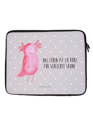 Mr. & Mrs. Panda Notebook Tasche Axolotl Glücklich mit Spruch in Grau Pastell