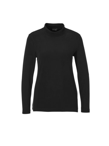 GOLDNER Kurzgröße:  Stehkragenshirt mit Langarm in schwarz