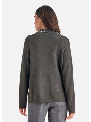 MADELEINE Strickjacke mit Zierperlen in anthrazit / melange