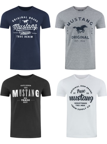 Mustang T-Shirt 4er Pack Mustang Herren T-Shirt in Mehrfarbig